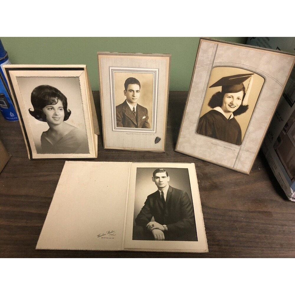Graduation Mid-century Picture Lot Portrait High School photographs Black  Whit